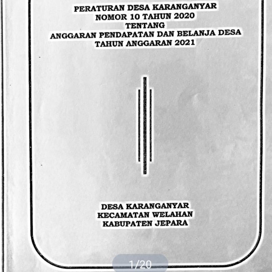 PERDES NOMOR 10 TAHUN 2020 TENTANG ANGGARAN PENDAPATAN DAN BELANJA DESA TAHUN ANGGARAN 2021 BARU